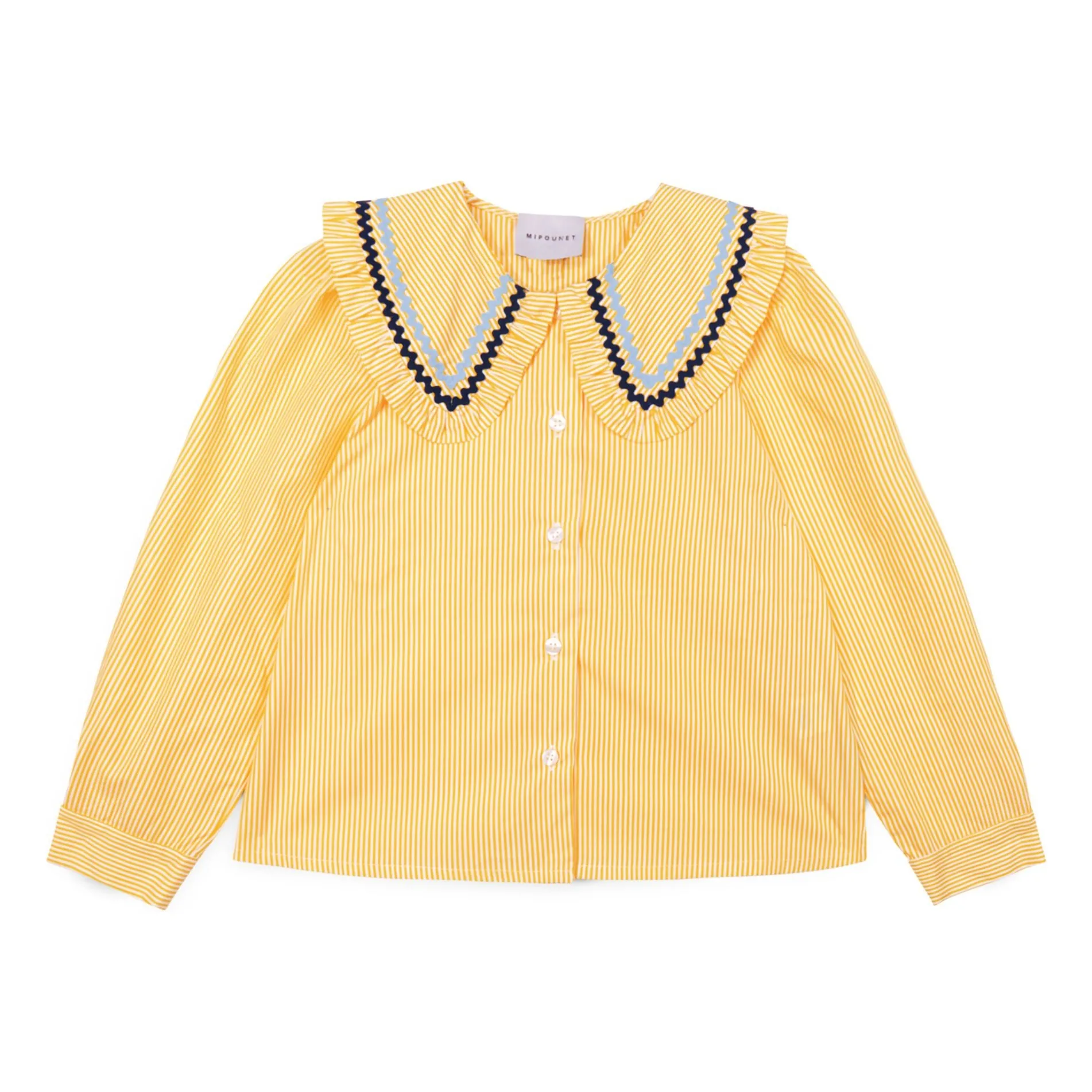 Blouse Col Claudine Nadine Rayée | Jaune pâle- Image produit n°0