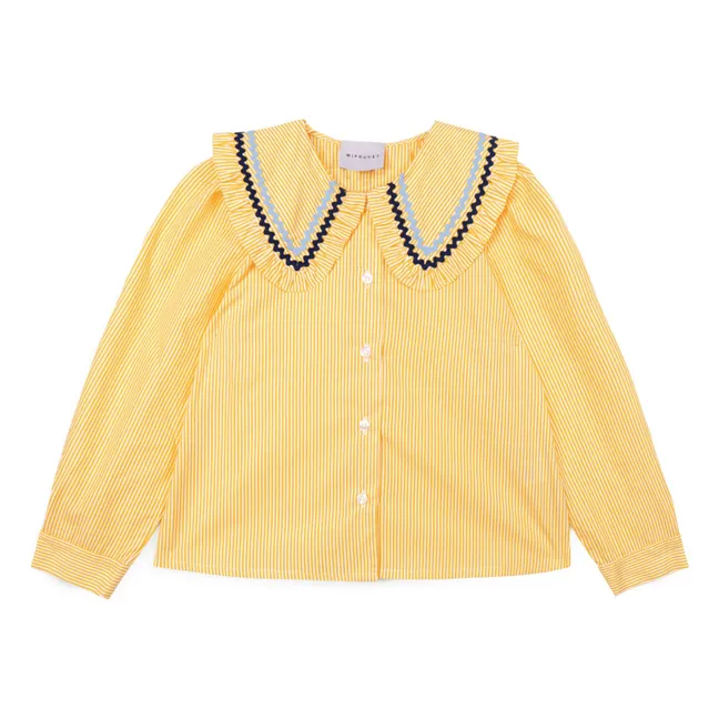Blouse Col Claudine Nadine Rayée | Jaune pâle