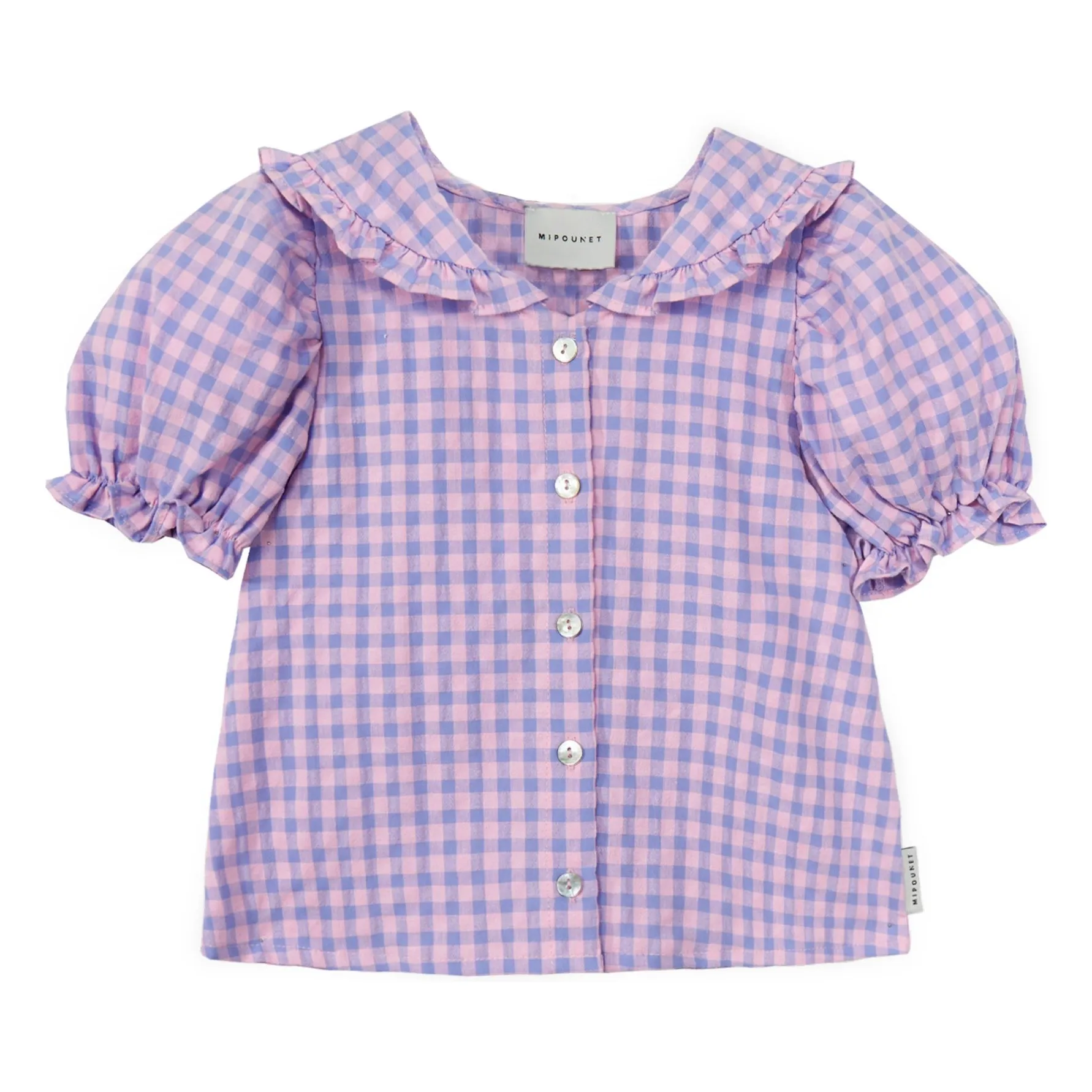 Mipounet Lilac Olie Vichy Blouse With Claudine Collar