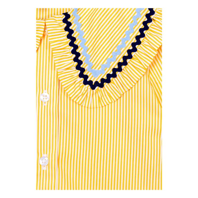 Blouse Col Claudine Nadine Rayée | Jaune pâle