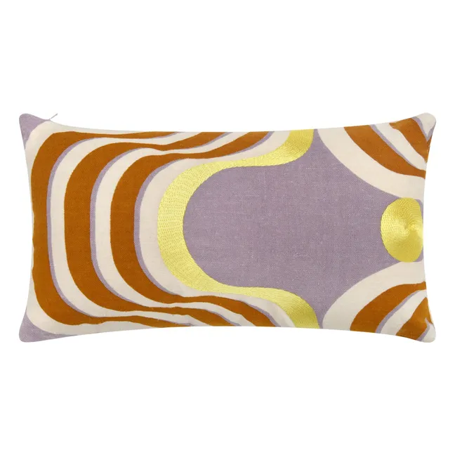 Funda de cojín de seda bordada Nebuleuse | Violeta