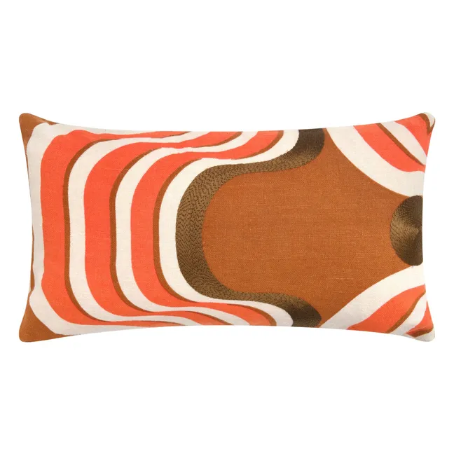 Funda de cojín de seda bordada Nebuleuse | Salmón