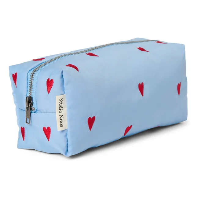 Puffy Hearts toiletry bag | Light blue