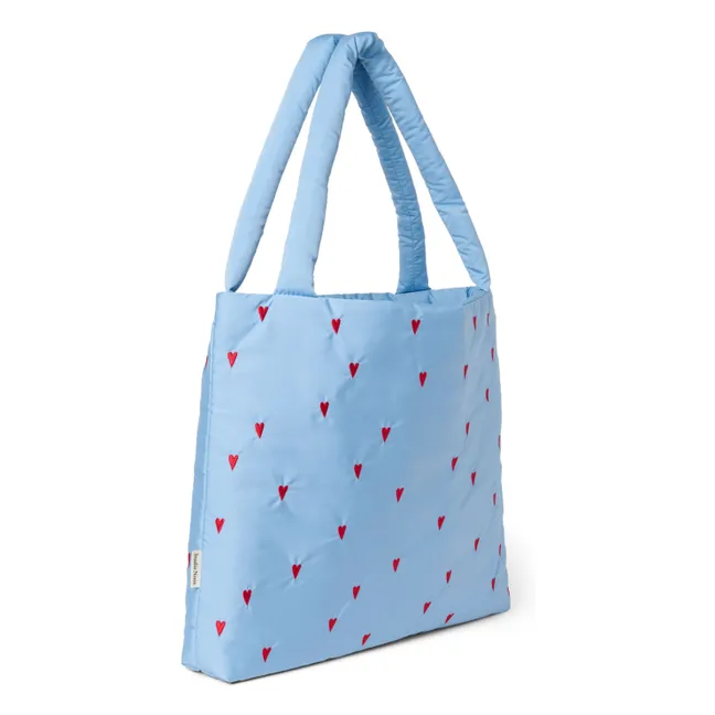 Bolsa para mamá Puffy Hearts | Azul Cielo
