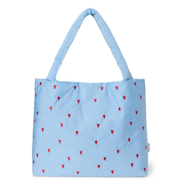 Bolsa para mamá Puffy Hearts | Azul Cielo