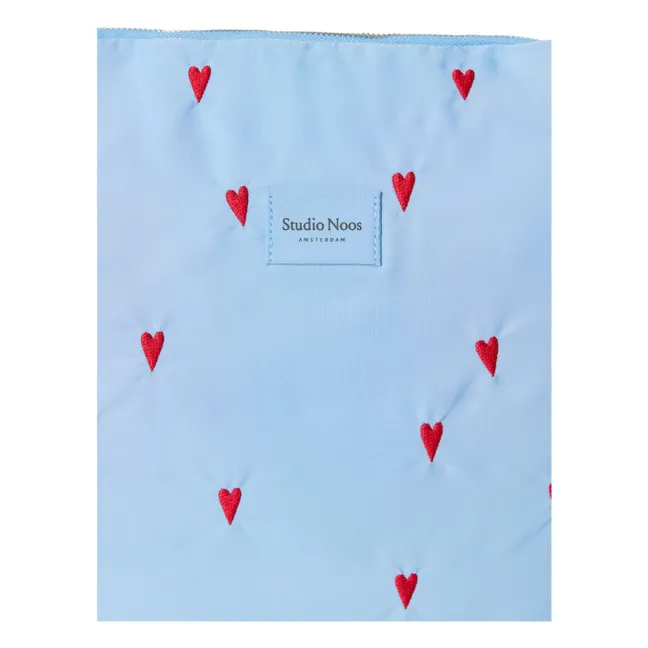 Puffy Hearts diaper bag | Light blue