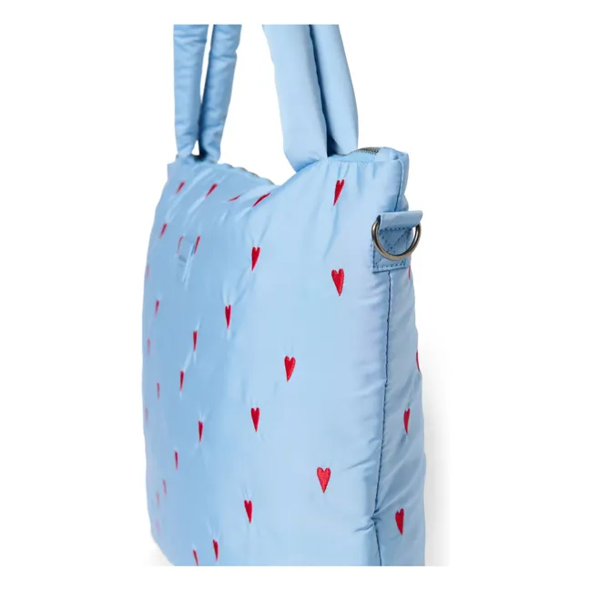 Puffy Hearts diaper bag | Light blue