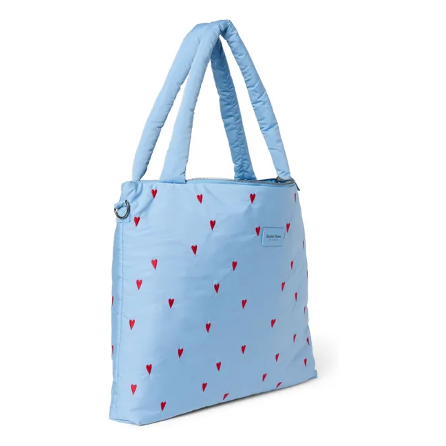 Bolso cambiador Puffy Hearts | Azul Cielo