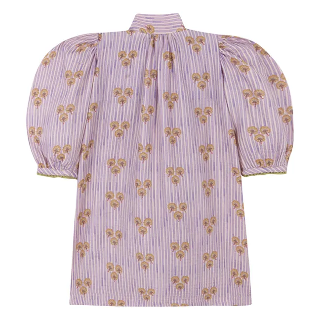 Abito a righe in cotone biologico Cinca Smocked | Malva