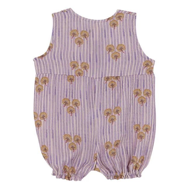 Striped Organic Cotton Cinca romper | Mauve