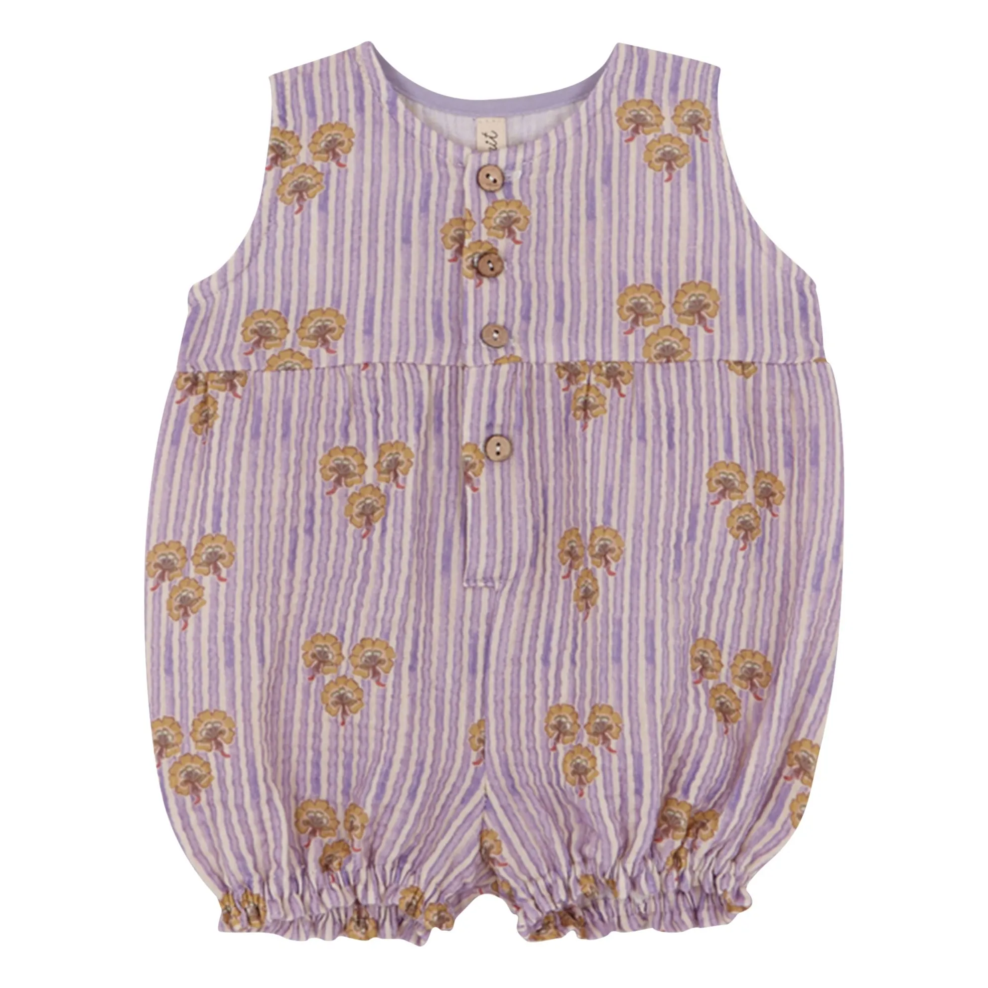 Birinit Mauve Striped Organic Cotton Cinca Romper