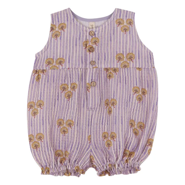 Striped Organic Cotton Cinca romper | Mauve