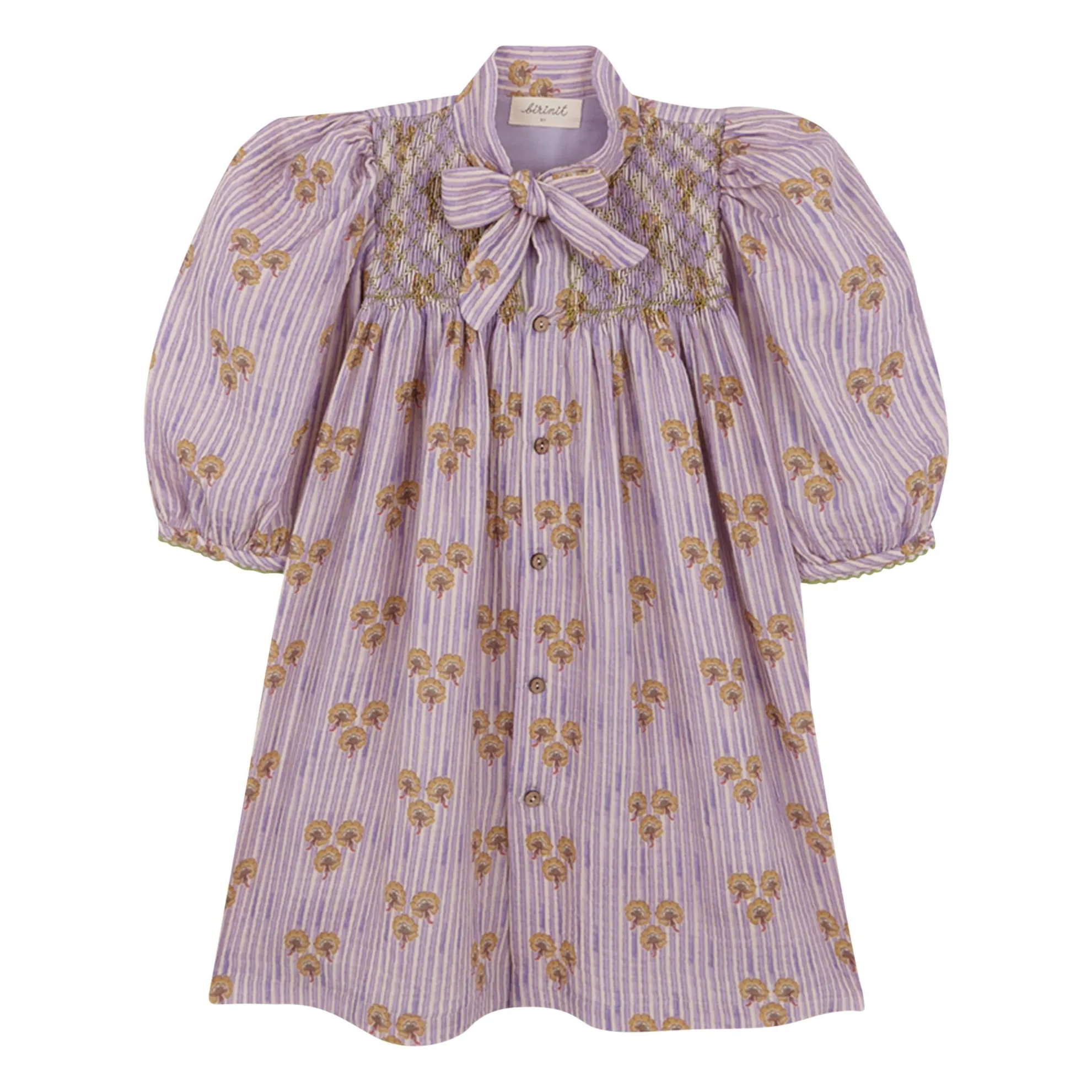 Robe Smockée Cinca Rayée Coton Bio | Mauve- Image produit n°0