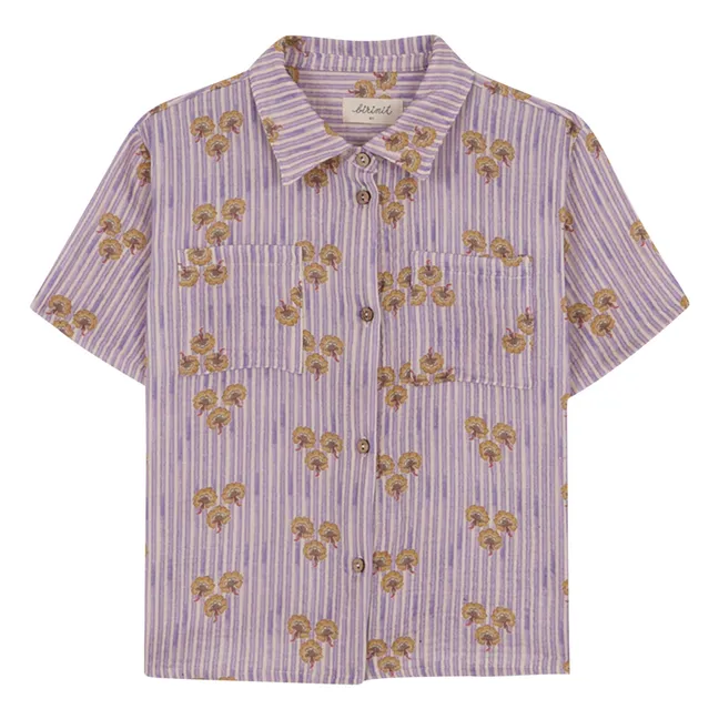 Striped Organic Cotton Cinca Pocket Shirt | Mauve