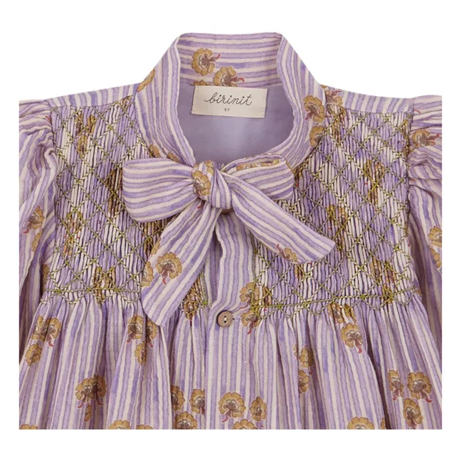 Vestido Cinca Smocked de algodón orgánico a rayas | Malva