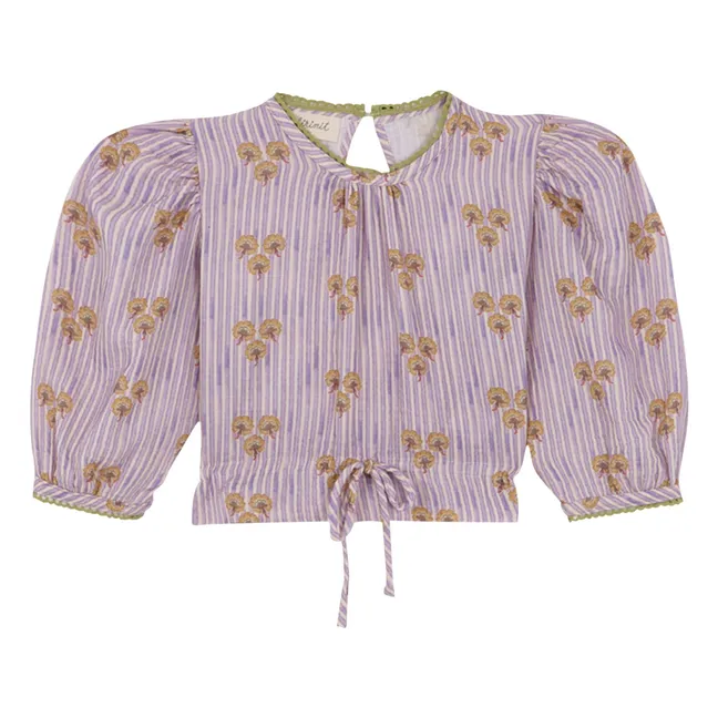 Cinca Striped Organic Cotton Blouse | Mauve