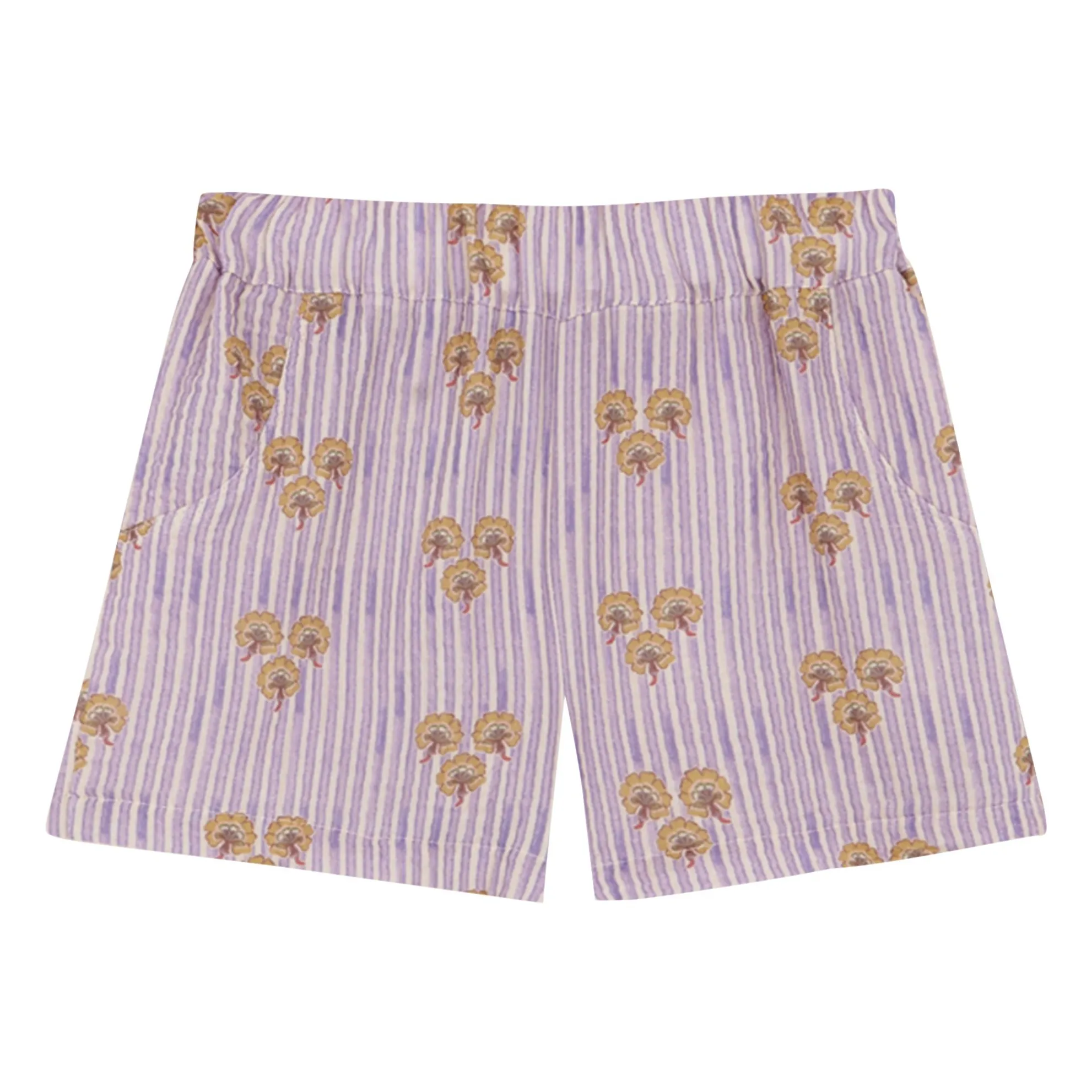 Birinit Mauve Cinca Striped Organic Cotton Shorts