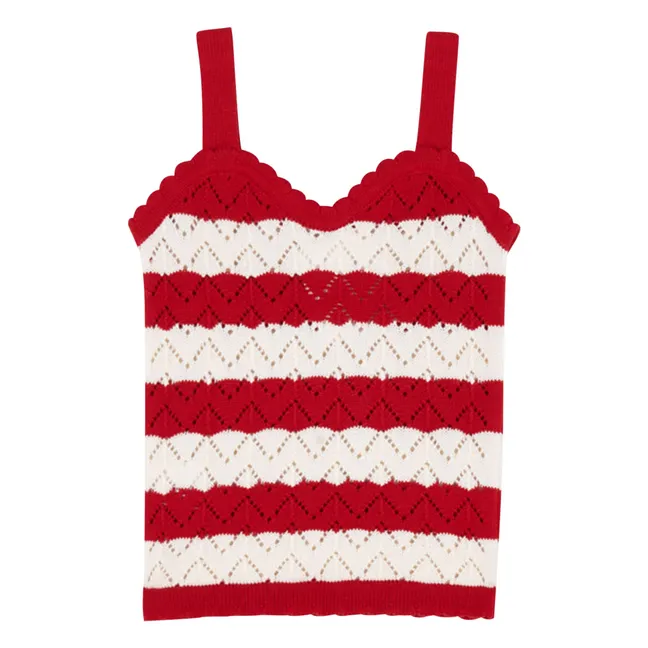 Top Pointelle Chili Striped | Rojo