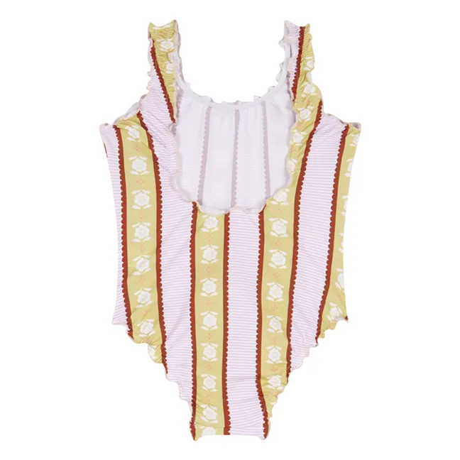 Caspe Striped Swimsuit Flowers | Pale Pink