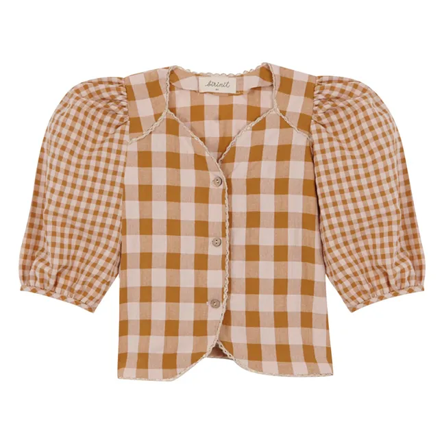 Blusa de algodón orgánico Vichy | Caramelo