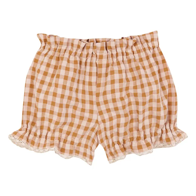 Ensemble Blouse et Bloomer Vichy Coton Bio | Caramel