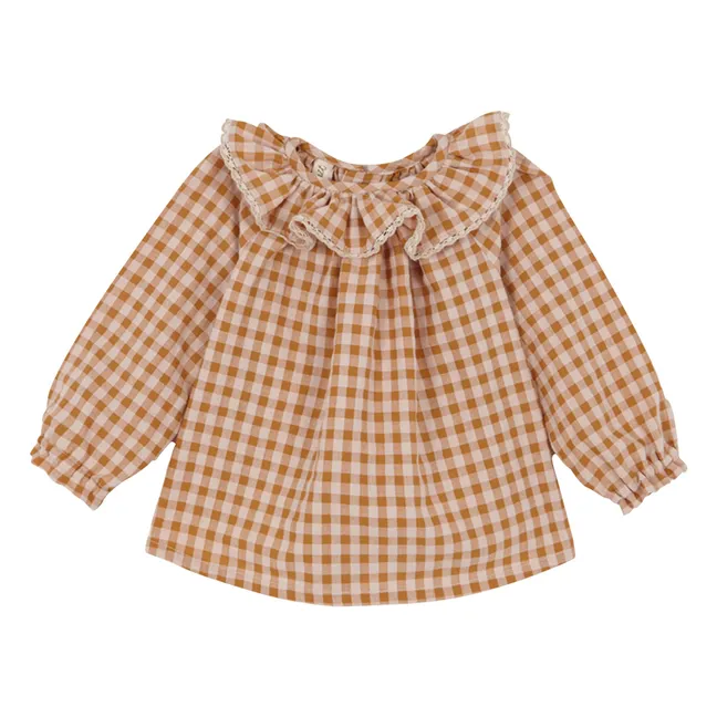 Ensemble Blouse et Bloomer Vichy Coton Bio | Caramel