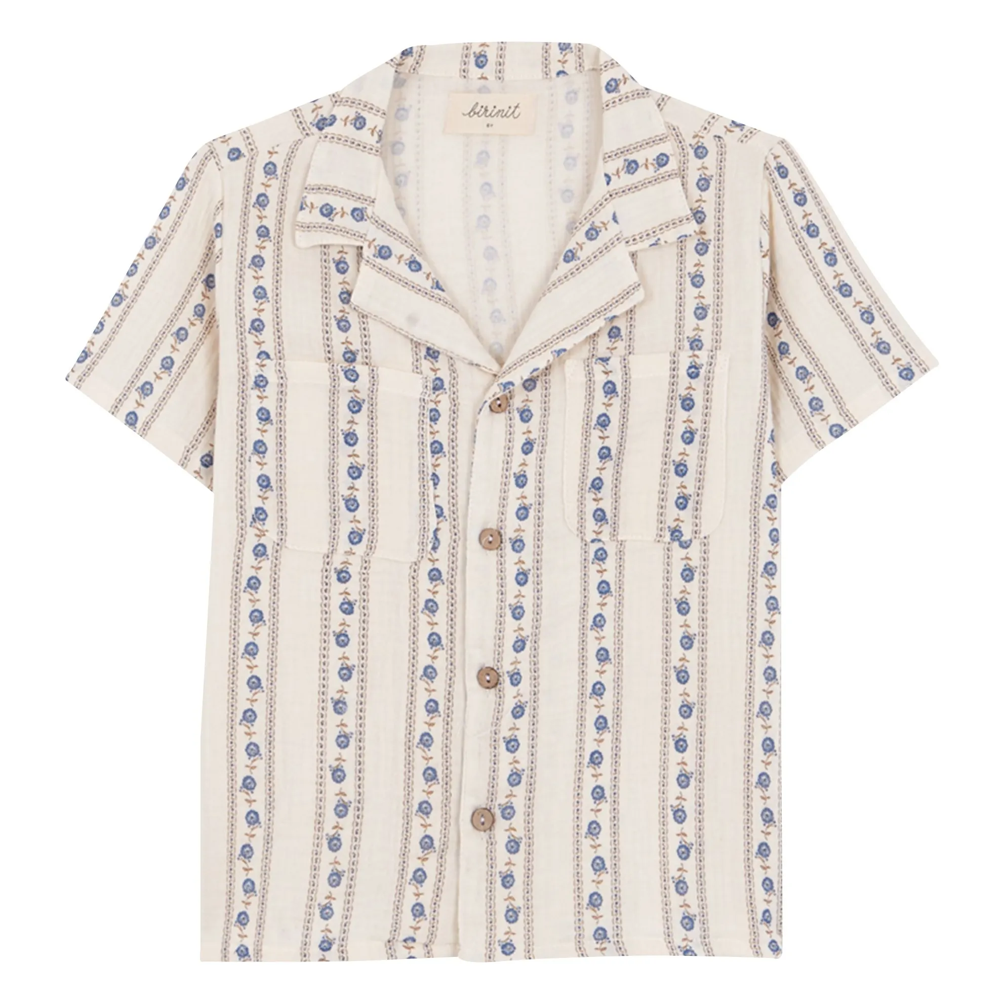 Birinit Ivory Sariñena Flower Pockets Organic Cotton Shirt