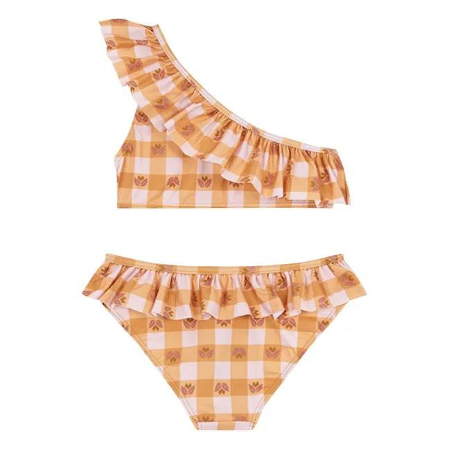 Maillot a cuadros Peñalba 2 piezas | Ocre