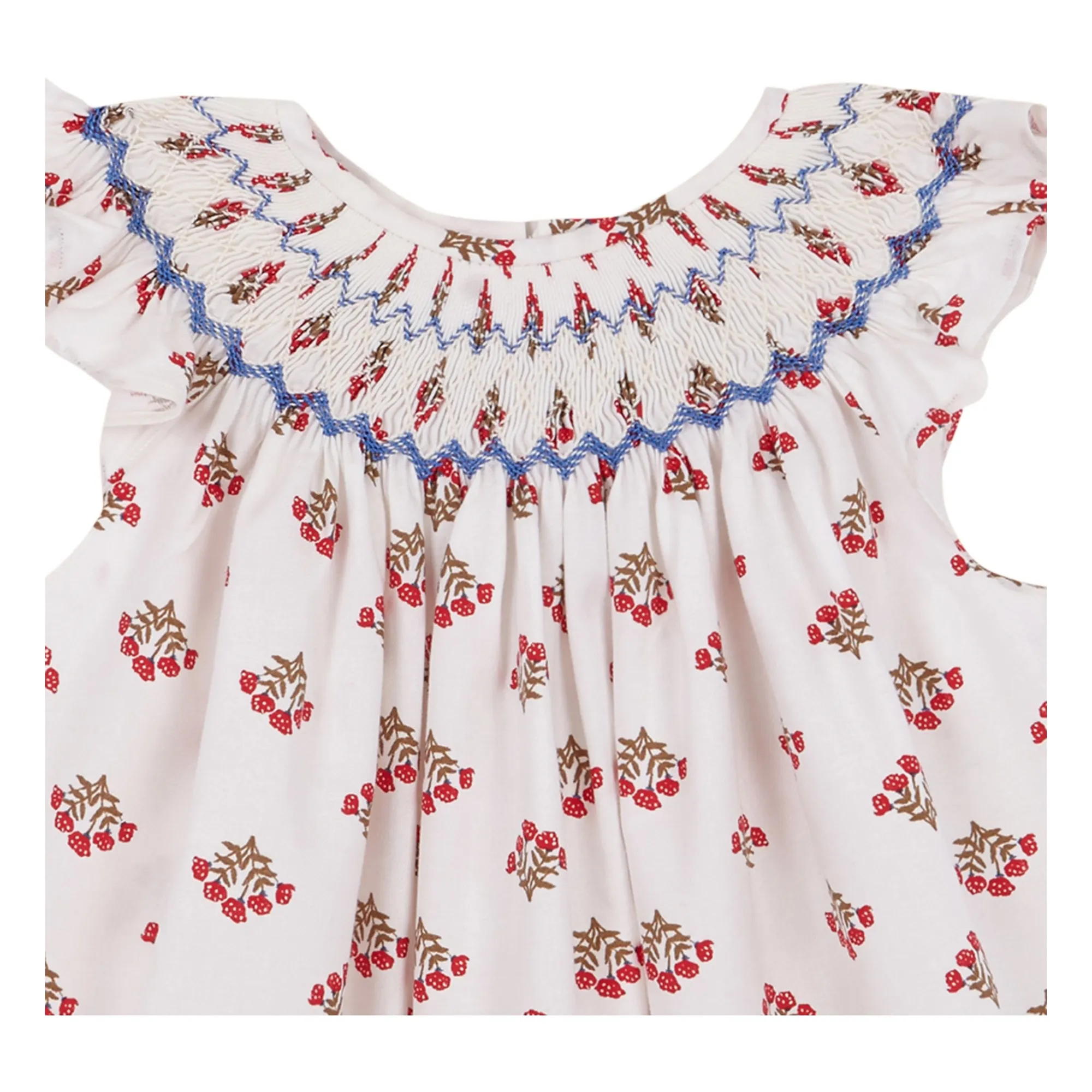 Robe Smockée Monzón Coton Bio | Blanc- Image produit n°3