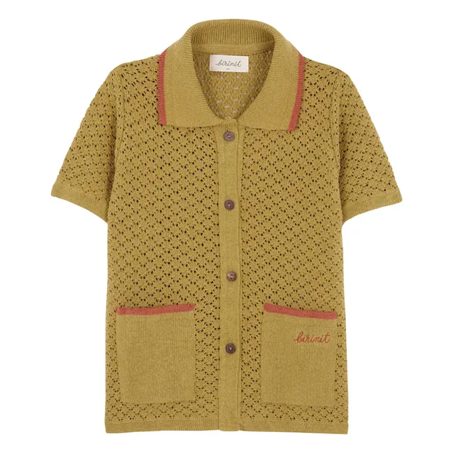 Chemise Pointelle Poches Coton Bio | Jaune vert