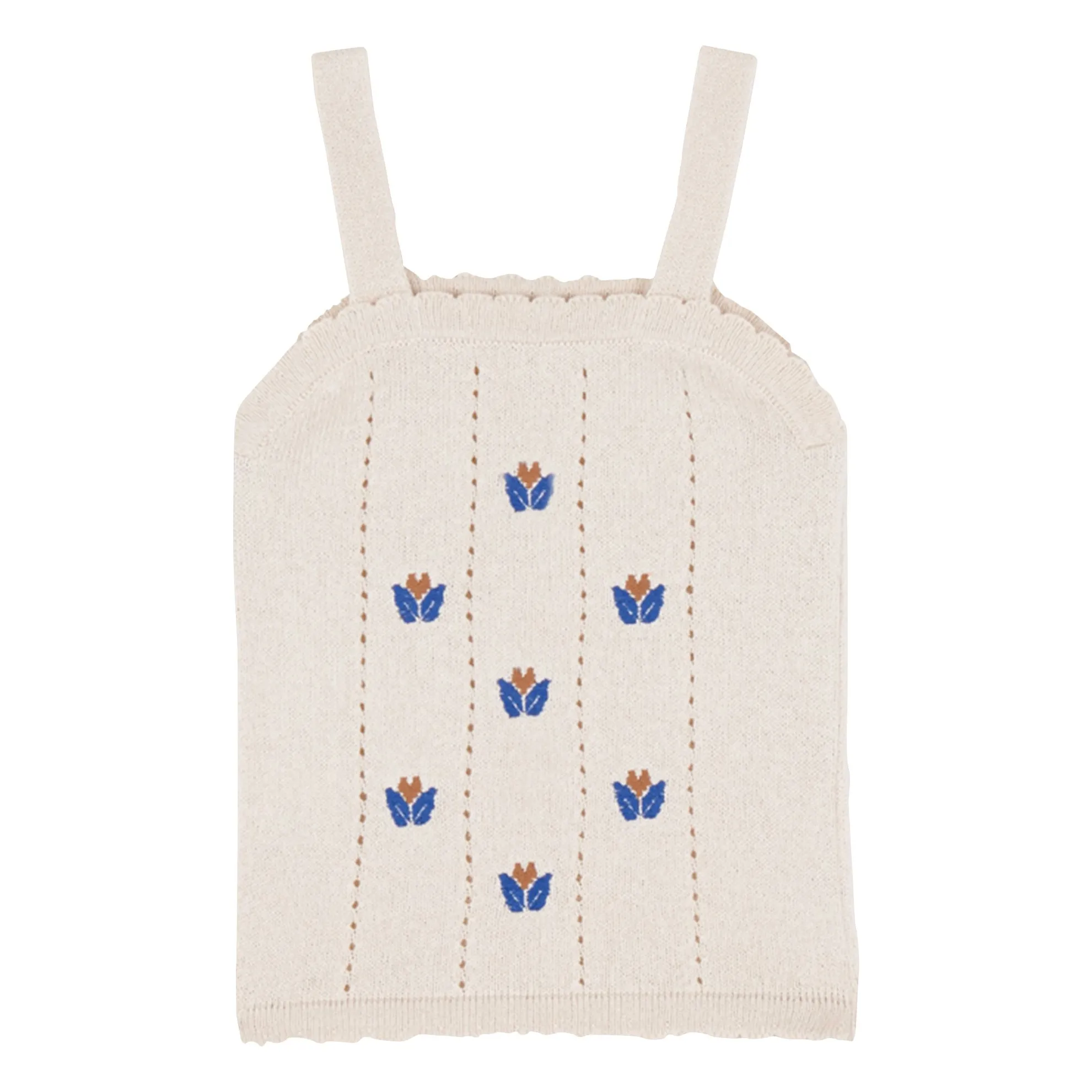 Birinit Ivory Embroidered Fine Knit Top