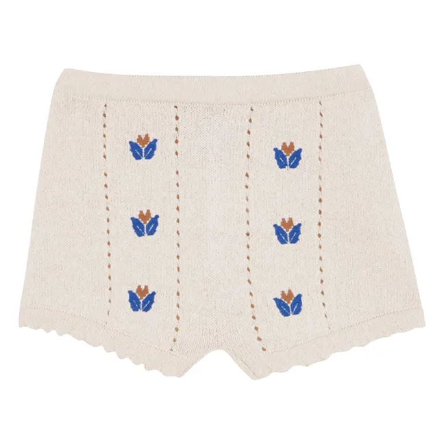 Embroidered Fine Knit Shorts | Ivory
