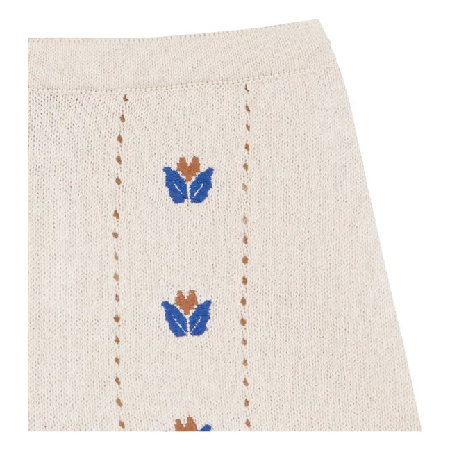 Embroidered Fine Knit Shorts | Ivory