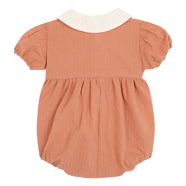Claudine neck romper Dessert Organic cotton | Russet