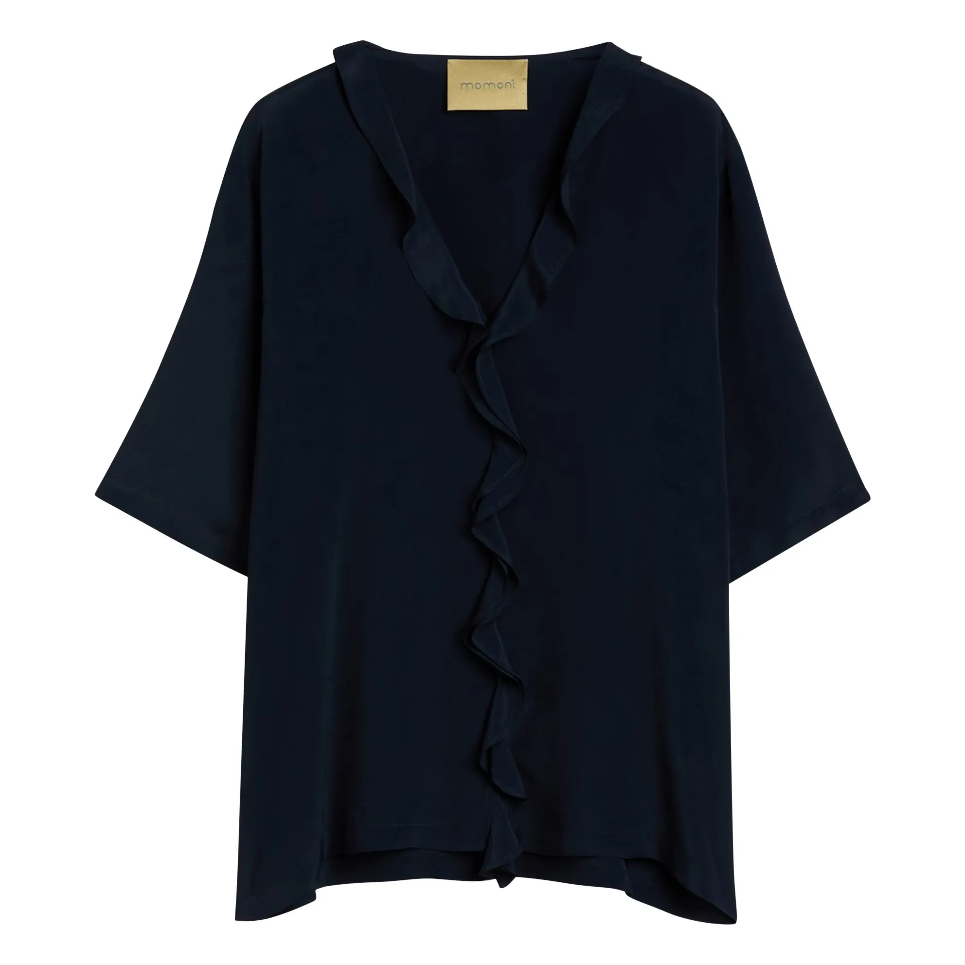 Momoni Navy Blue Salvia Short-Sleeve Blouse