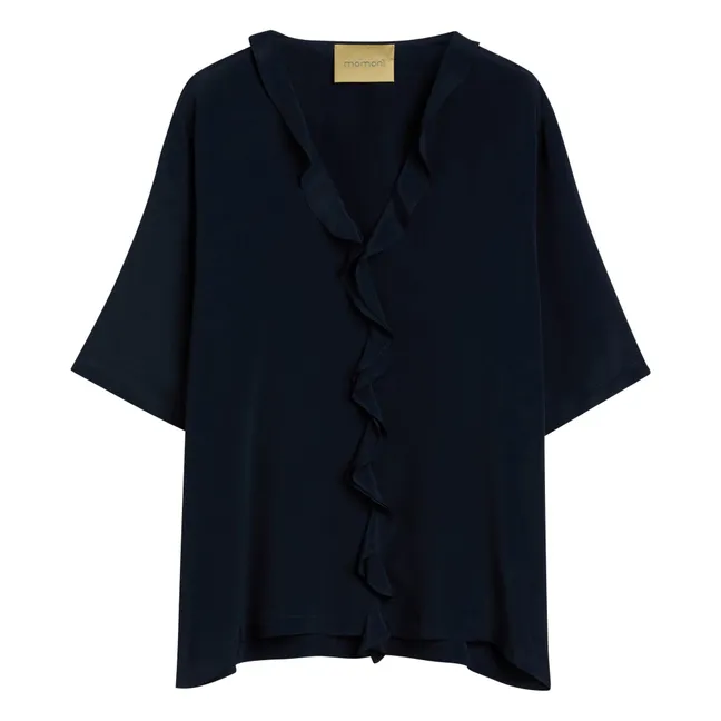 Bluse Kurzarm Salvia | Navy