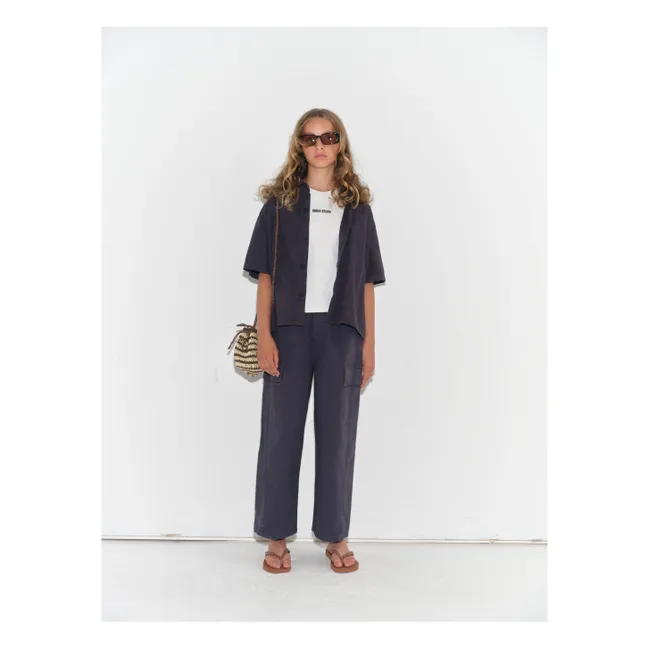 Camisa grande de algodón ecológico | Gris Antracita
