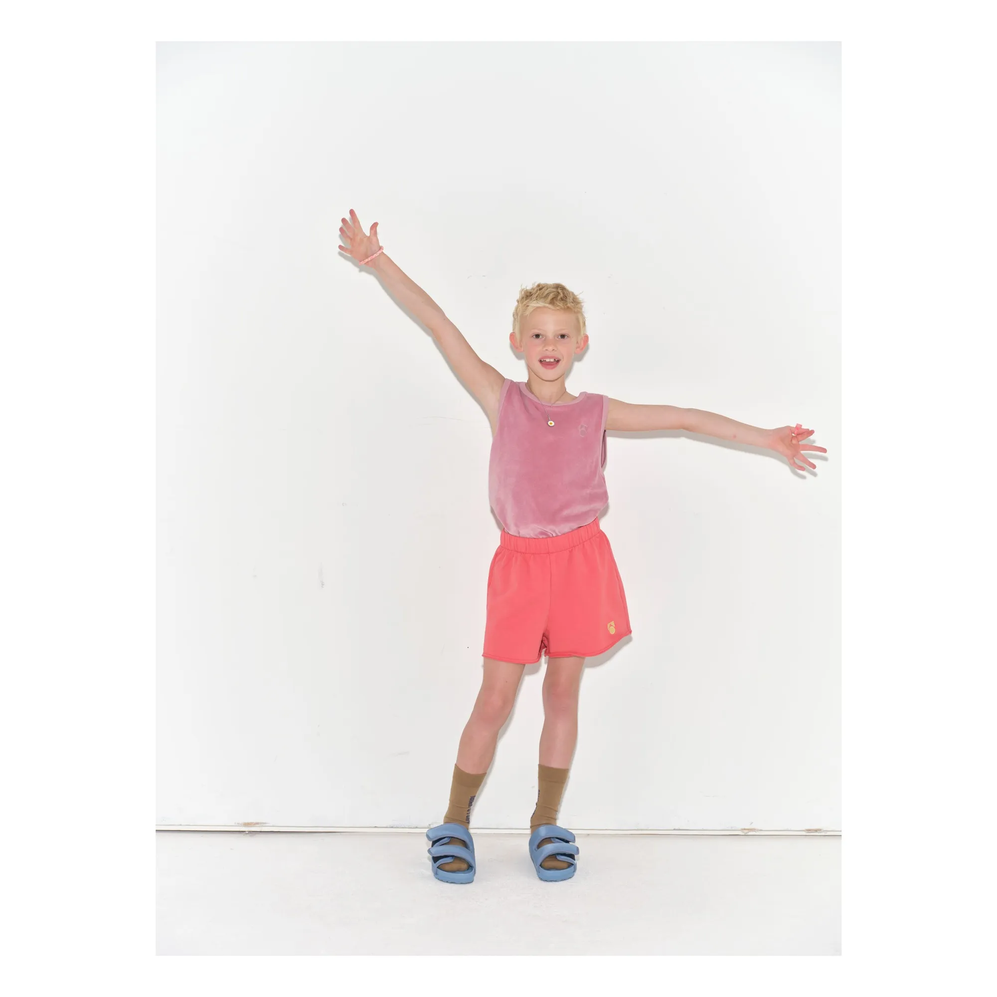 Main Story Rhubarb Colour Cut Off Jogger Shorts Organic Cotton