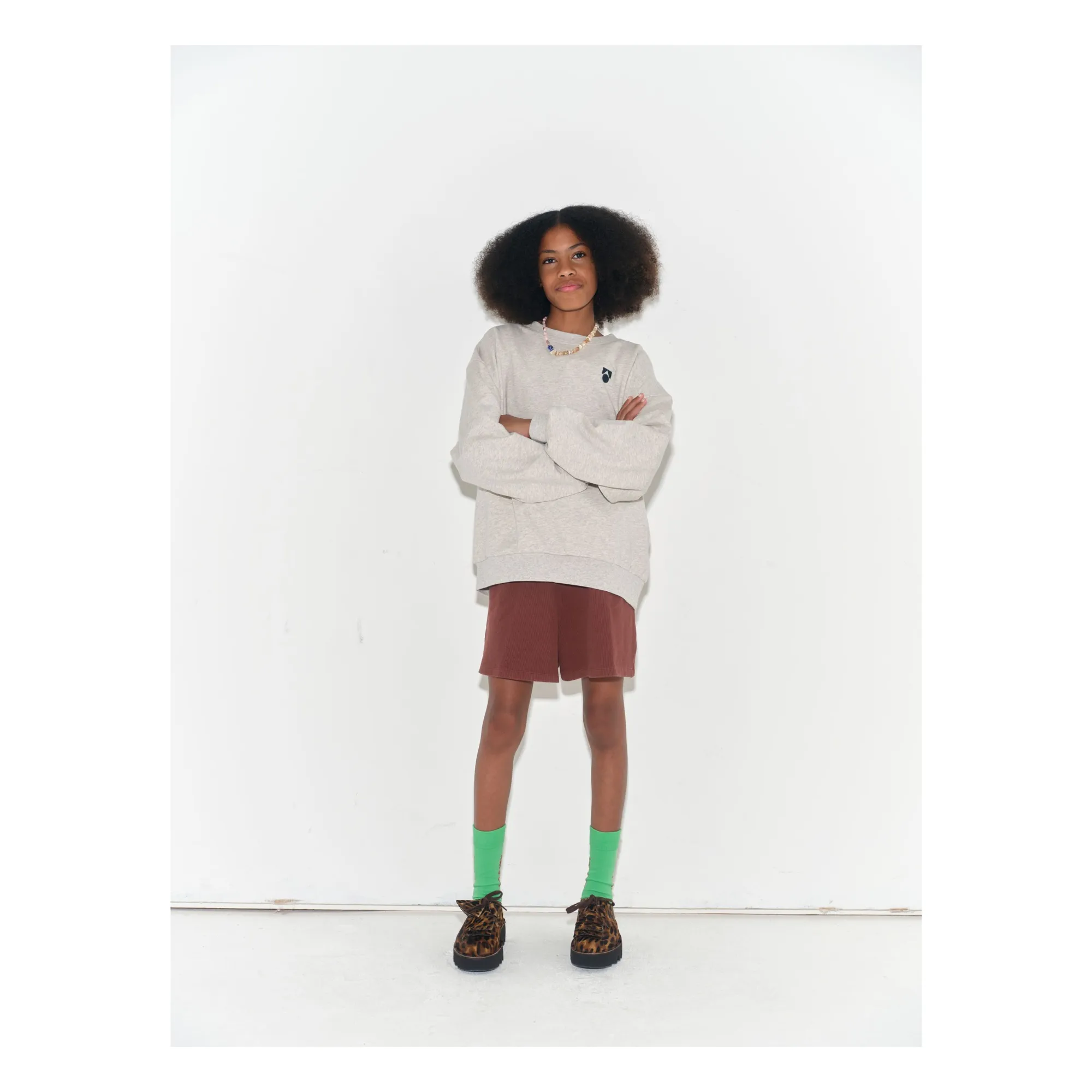 Main Story Heather White Organic Cotton Bubble Sweat
