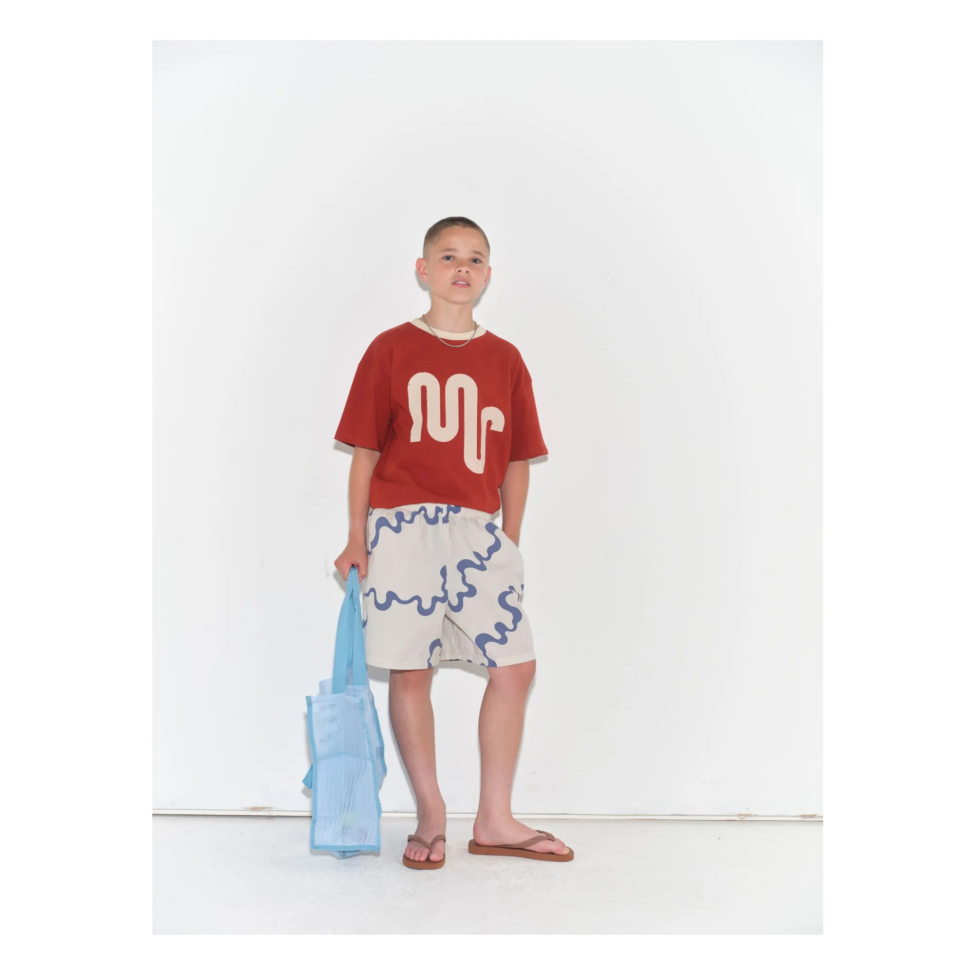 Main Story Ecru Abstract Jogger Shorts Organic Cotton