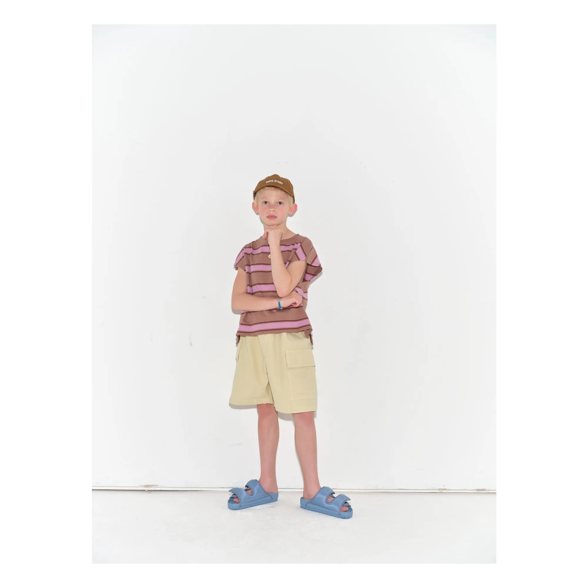 Short Jogger Baggy Coton Bio | Ecru chiné- Image produit n°0