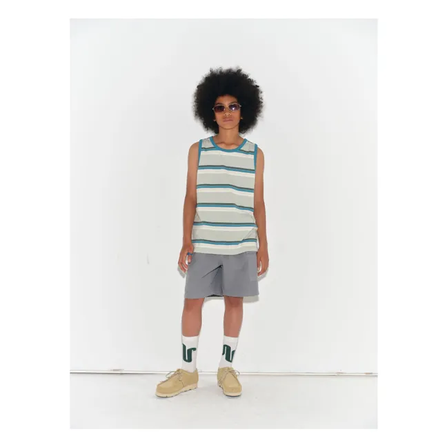 Camiseta de tirantes a rayas Algodón orgánico | Verde Pálido