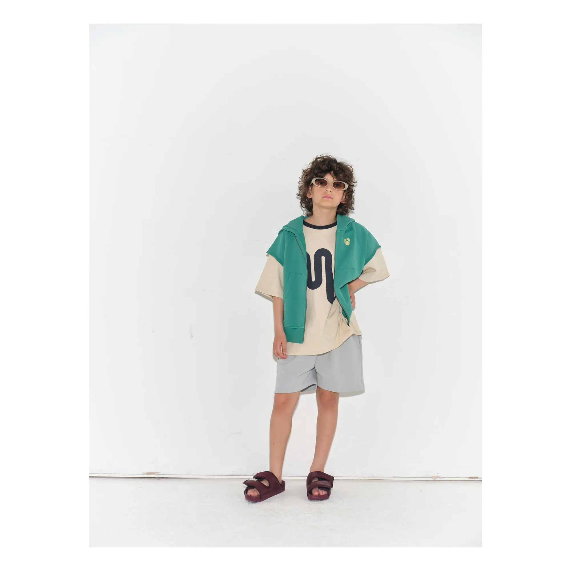 Main Story Ecru Long Logo Organic Cotton T-Shirt