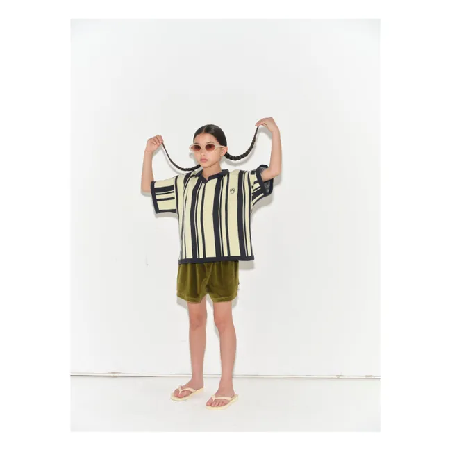 Polo Sport Rayé Coton Bio | Jaune pâle