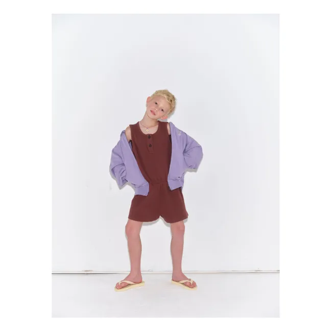 Combishort Boutonnée Coton Bio | Chocolat