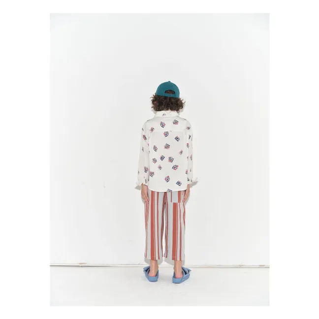 Organic cotton striped jersey pants | Red