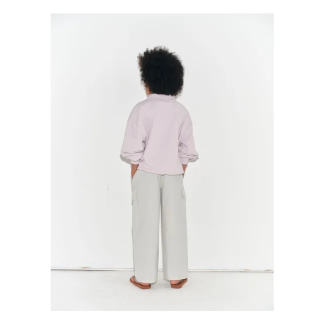 Sweat Polo Logo Coton Bio | Gris Mauve