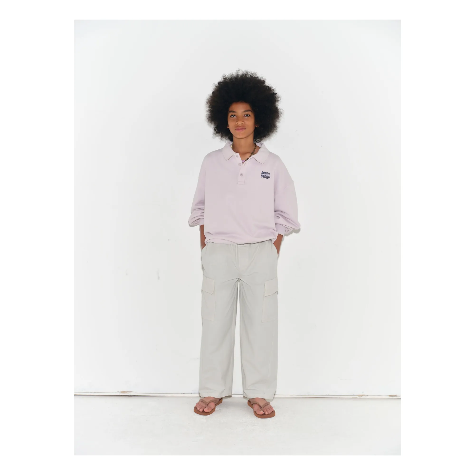 Main Story Mauve Grey Sweat Polo Logo Organic Cotton