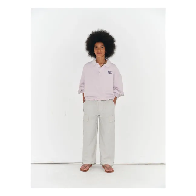 Sweat Polo Logo Coton Bio | Gris Mauve