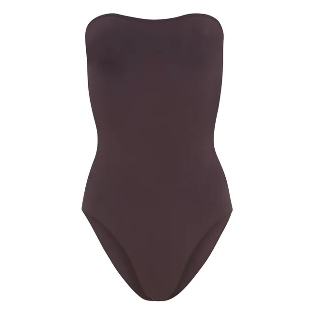One-Piece Swimsuit with Crossed Straps | Chocolate